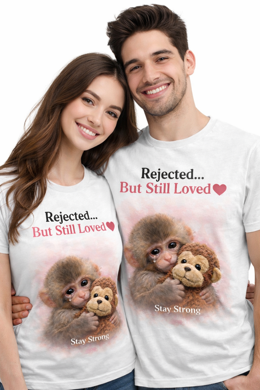 Rejected But Still Loved – Emotional Monkey Motivational T-Shirt | Stay Strong Graphic Tee